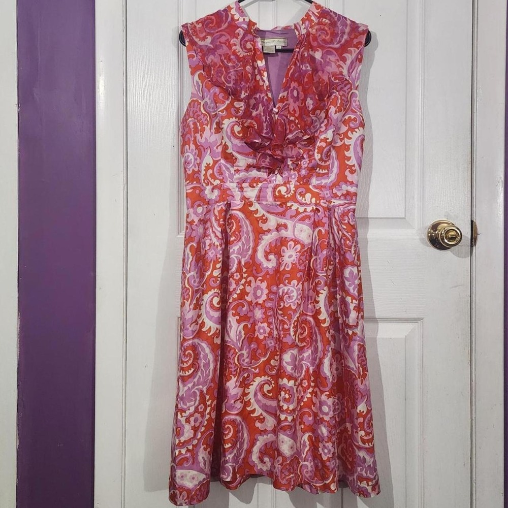Vintage Pink Floral Paisley Silk Dress